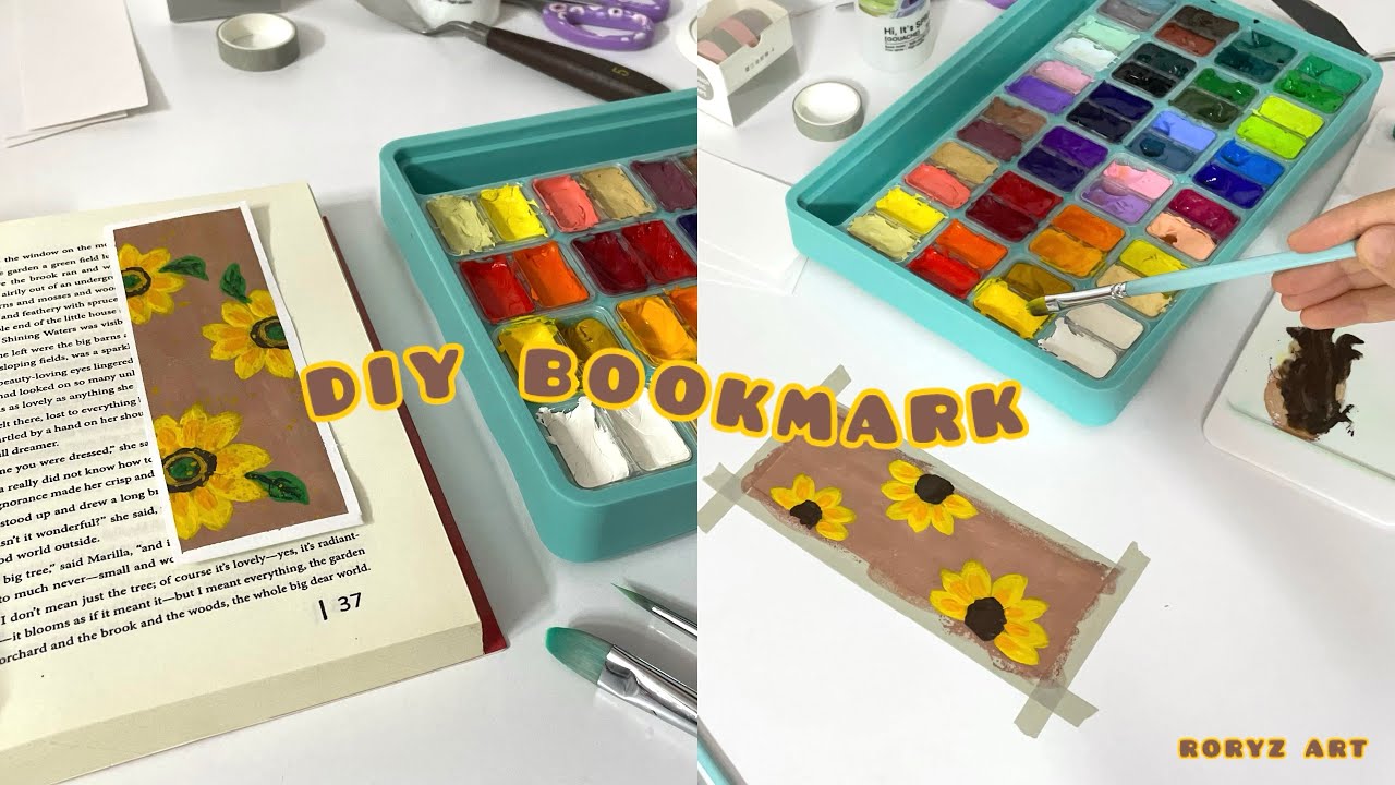 Easy DIY Bookmark Painting with Himi Gouache ✨ | رسم فاصل كتب سهل بألوان الجواش