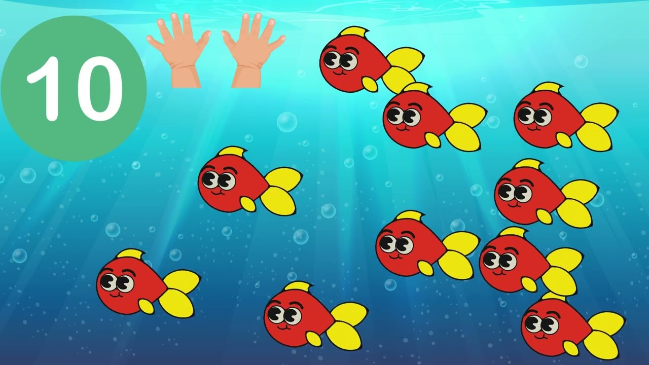 Au fond de la mare , il y avait 10  poissons (décomposition du nombre 10: 5 et 5 ça fait 10)