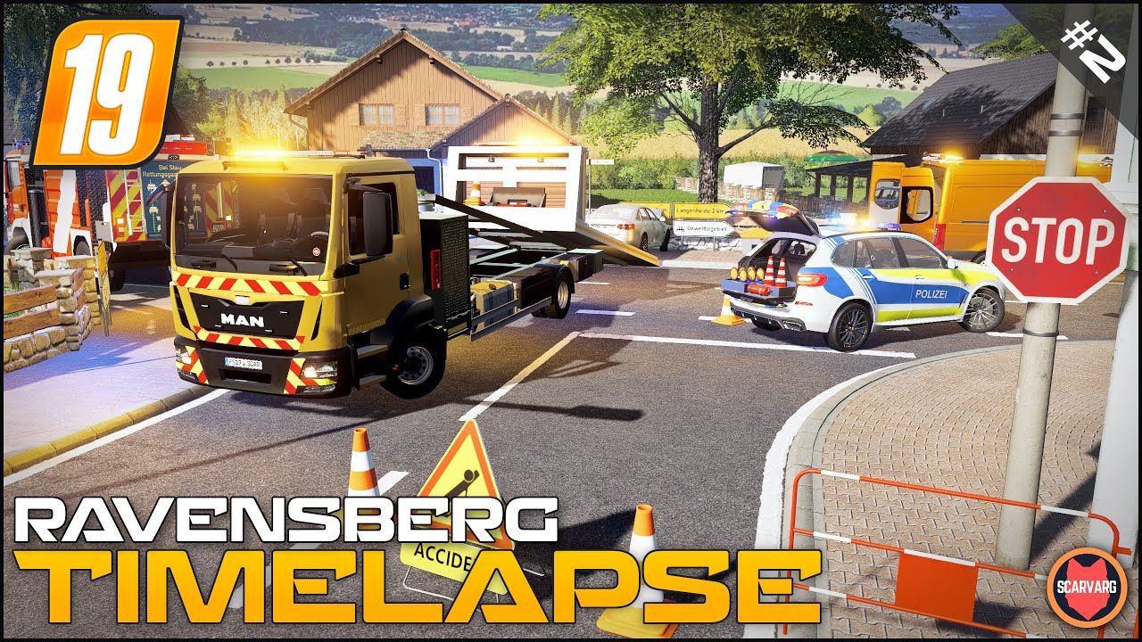 🇩🇪 Traffic Car Accident, Driver Did Not Respect The Stop Sign ⭐ FS19 Ravensberg Public Works