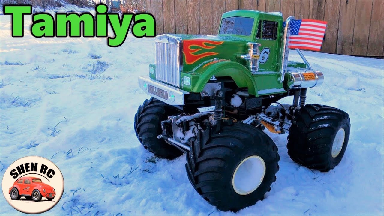 Tamiya Bullhead monster SHREDS UP THE SNOW!
