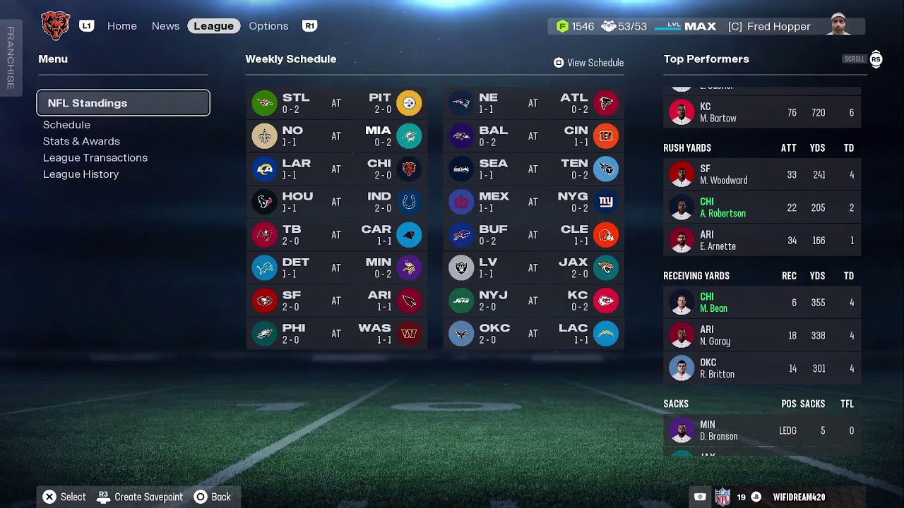 Day 89 Madden 26 Bears Franchise Season 13 (All-Madden)