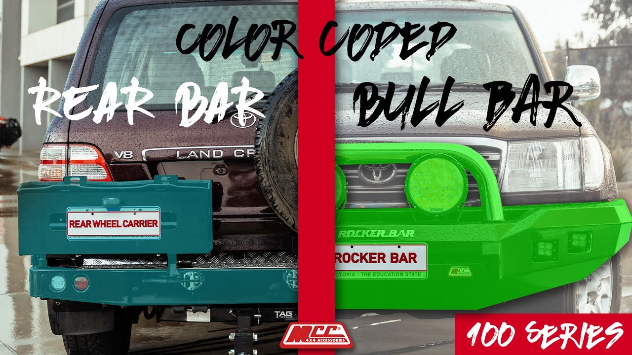 MCC4x4 Rear carrier and MCC4x4 Rocker bull bar in color !! + Side Steps on 100 Series Landcruiser.