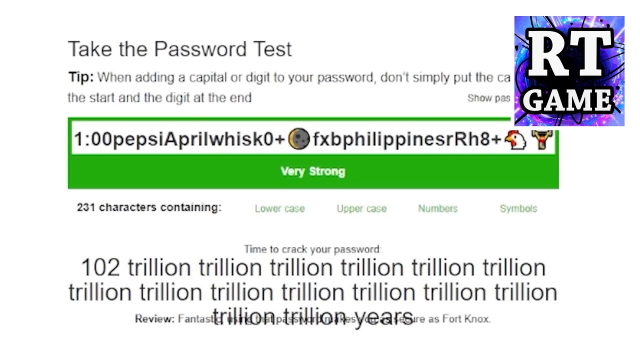 RTGame makes the World's Strongest Password