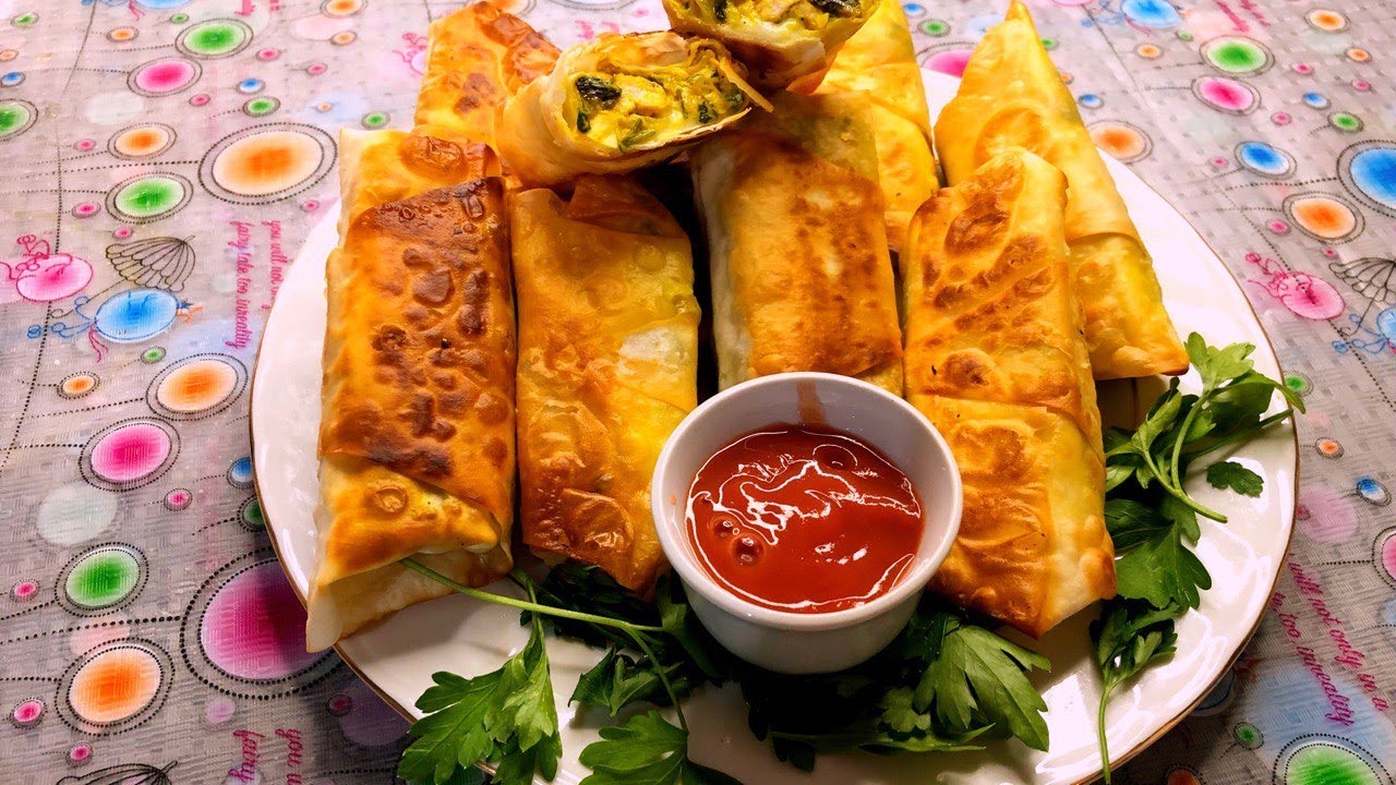 Turkish chicken burek with two types of cheese and yufka dough