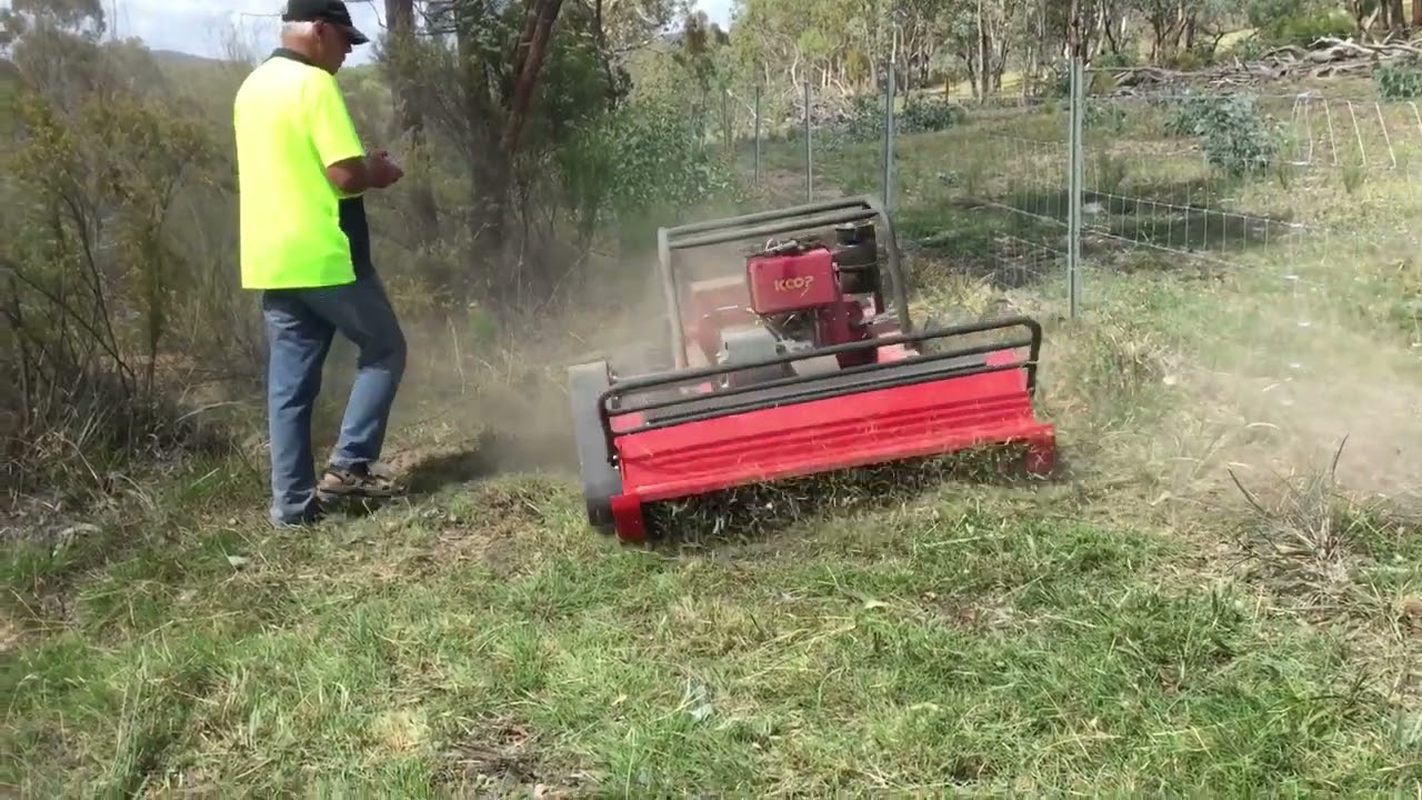 Trying out a tracked diesel slasher remote controlled