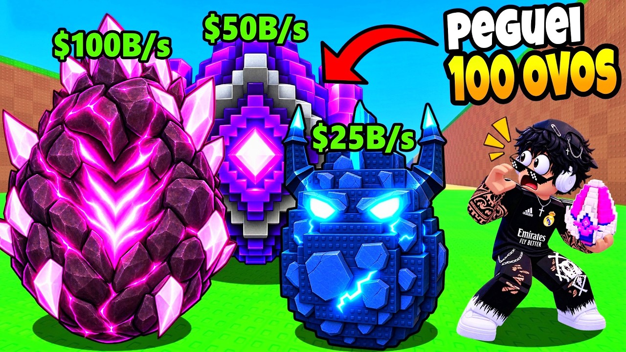 ROUBEI 100 OVOS MUITOS RAROS E ABRI TODOS NO ROUBE UM OVO ROBLOX