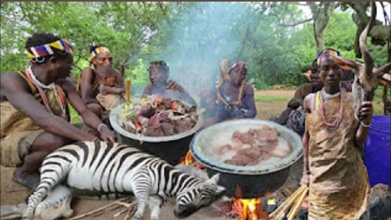 How The Hadzabe Hunt,Cook And Share A Meal.