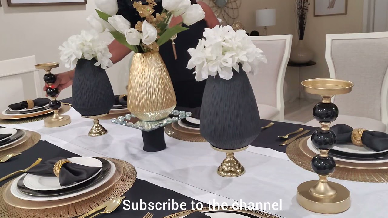 A BEAUTIFUL, ELEGANT BLACK, WHITE AND GOLD DINING AND LIVING ROOM DECOR. # Sassouglamstyle