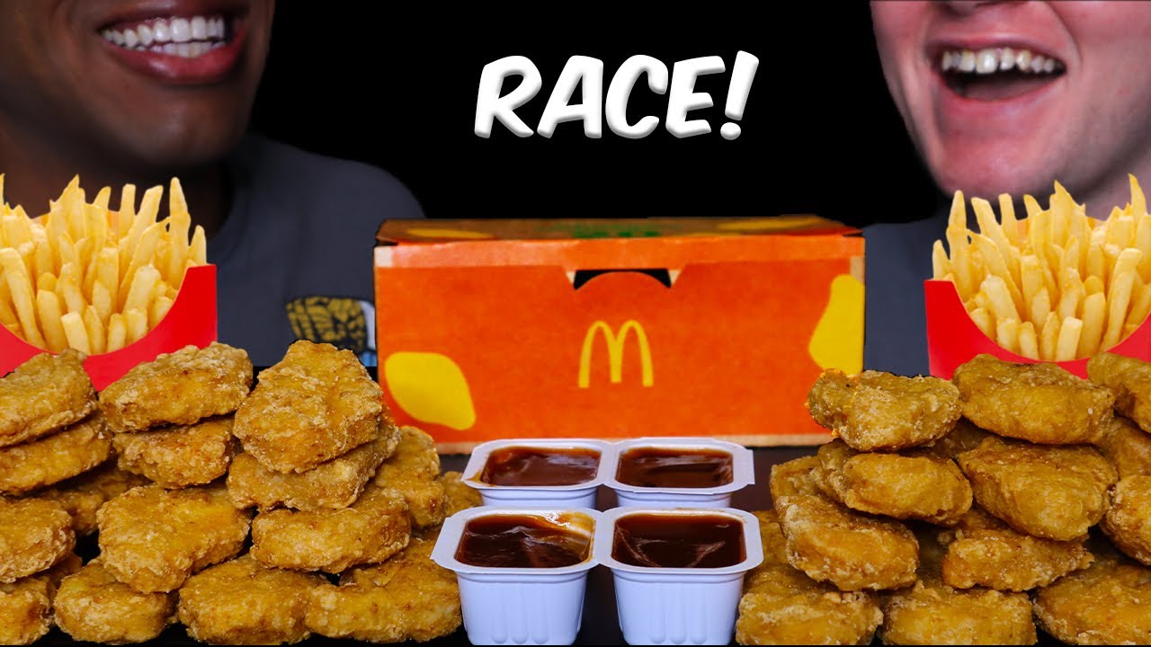 ASMR MCDONALDS CHICKEN NUGGET RACE! | REAL EATING SOUNDS