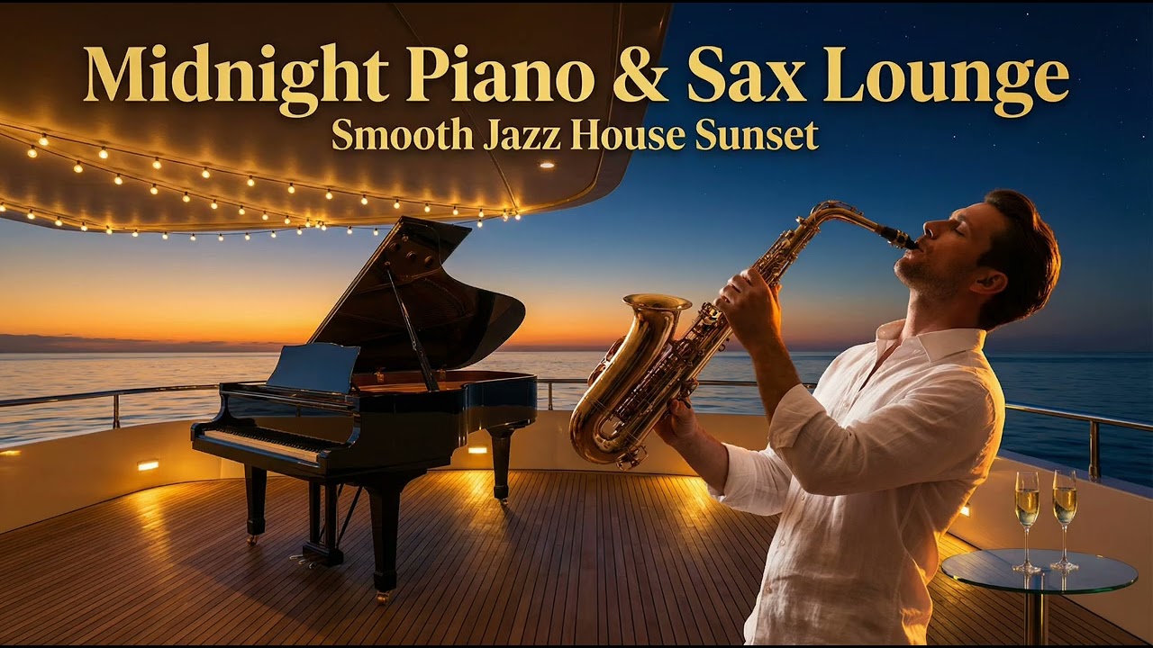 Midnight Piano & Sax Lounge 🌙 Smooth Jazz House Sunset | Luxury Yacht Chill Vibes