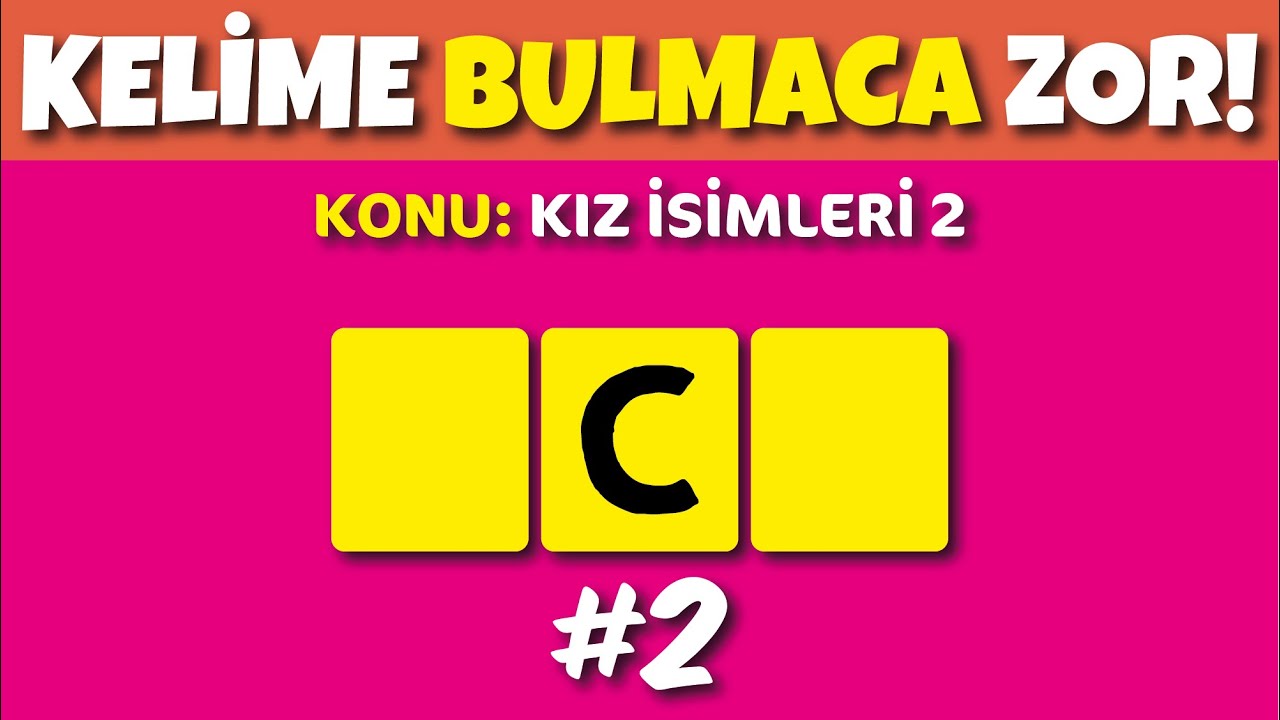 KELİME BULMACA 🤔 Konu: KIZ İSİMLERİ 2 👄 Turkish Quiz
