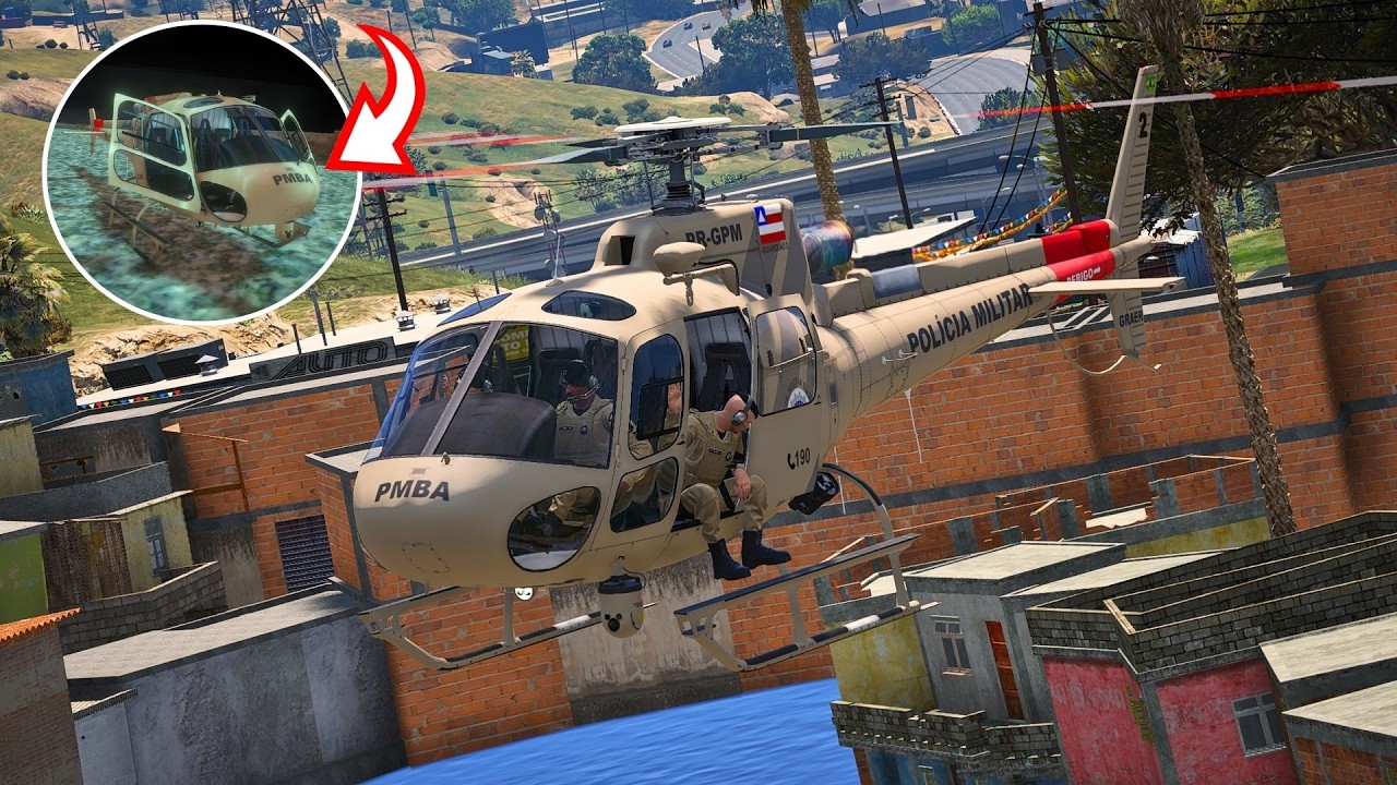 URGENTE: 4CID3NTE GR4V3 COM HELICÓPTERO DA POLÍCIA NA FAVELA | PMBA - POLICIA NO GTA 5