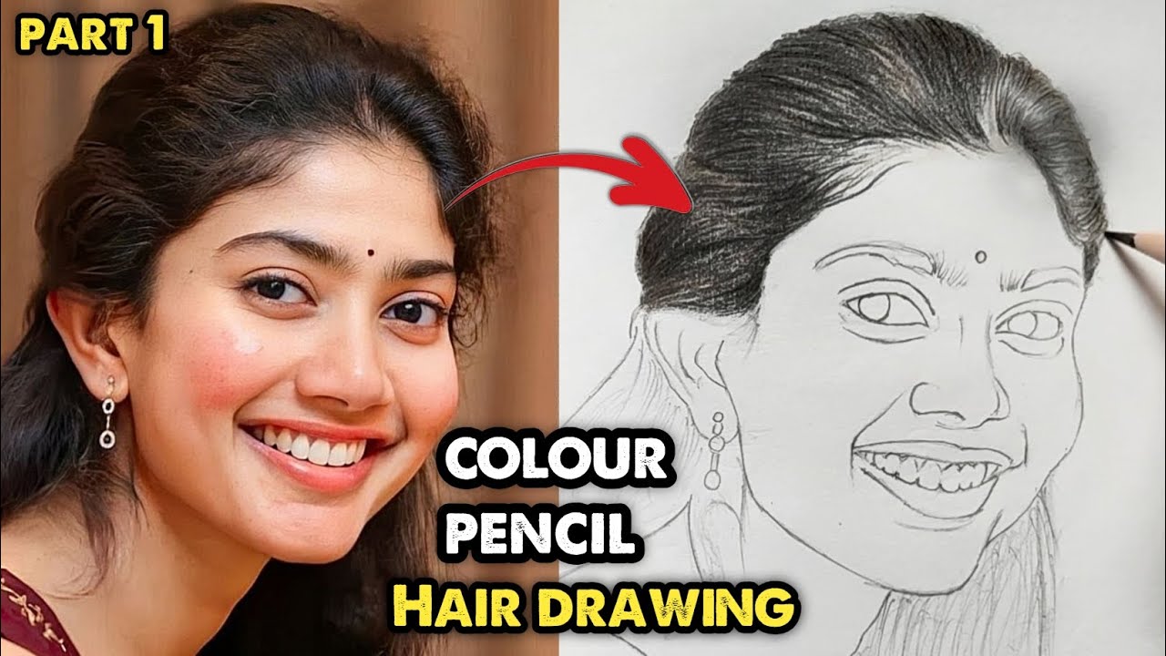 How to draw hair using colour pencils | potrait series part 1 in tamil  