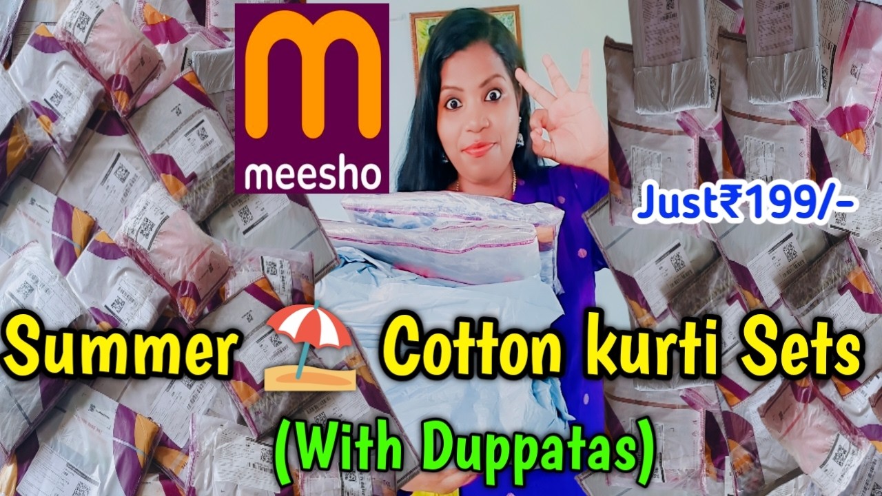 ₹200&ndash;₹500 Meesho Kurti Haul 🔥 | Summer Special Cotton Sets Tamil#trending #meesho