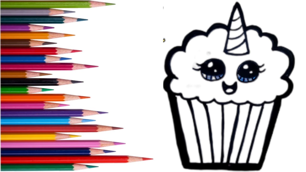 Easy Rainbow Unicorn Cupcake Drawing for Children 🎨💖💖💖💖💖💖
