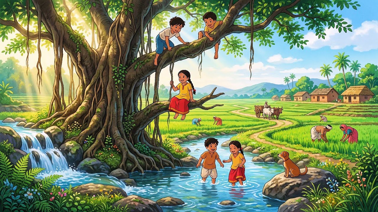 Peaceful Village Life in 4K | Childhood Memories Animation | Relaxing Nature Scene