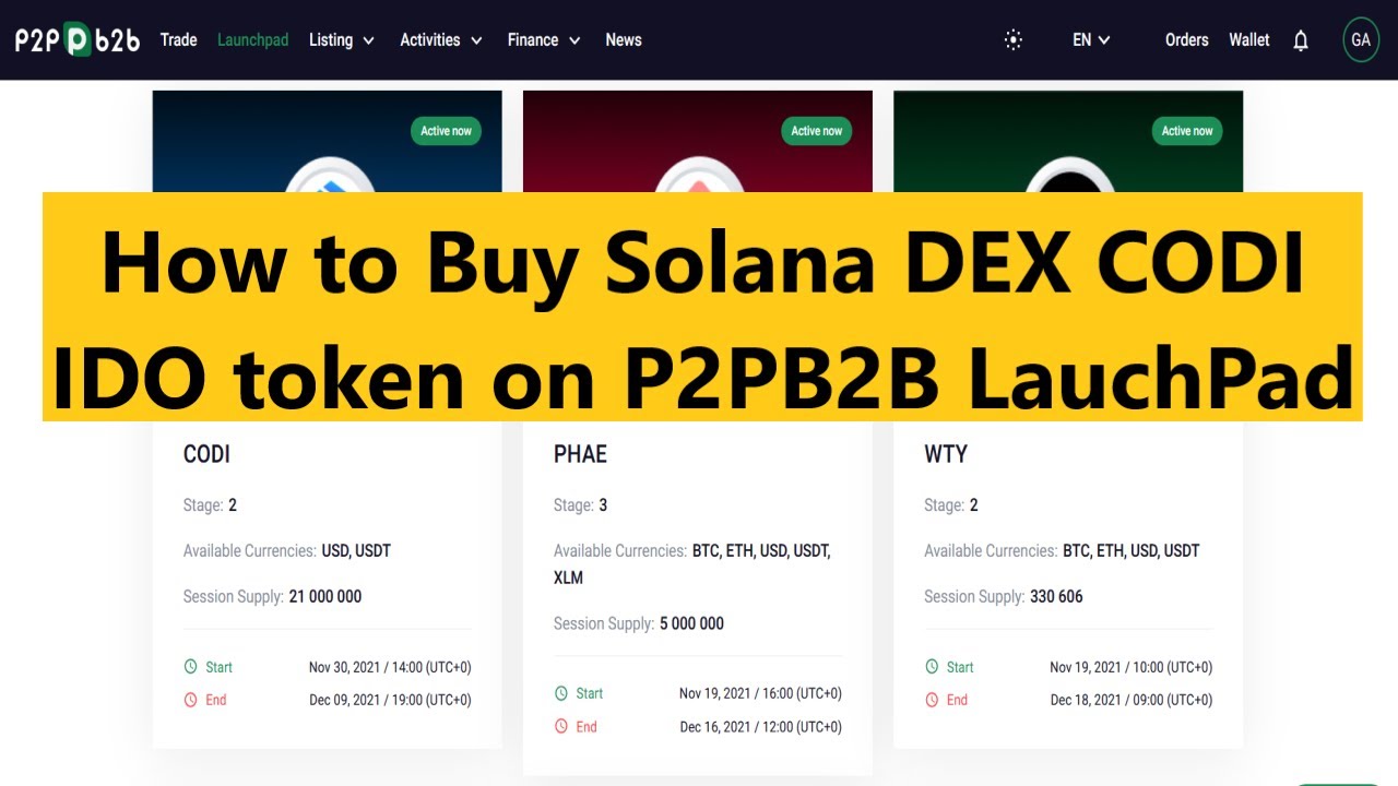 How to Buy Solana Based CODI IDO tokens on P2PB2B IO LaunchPad