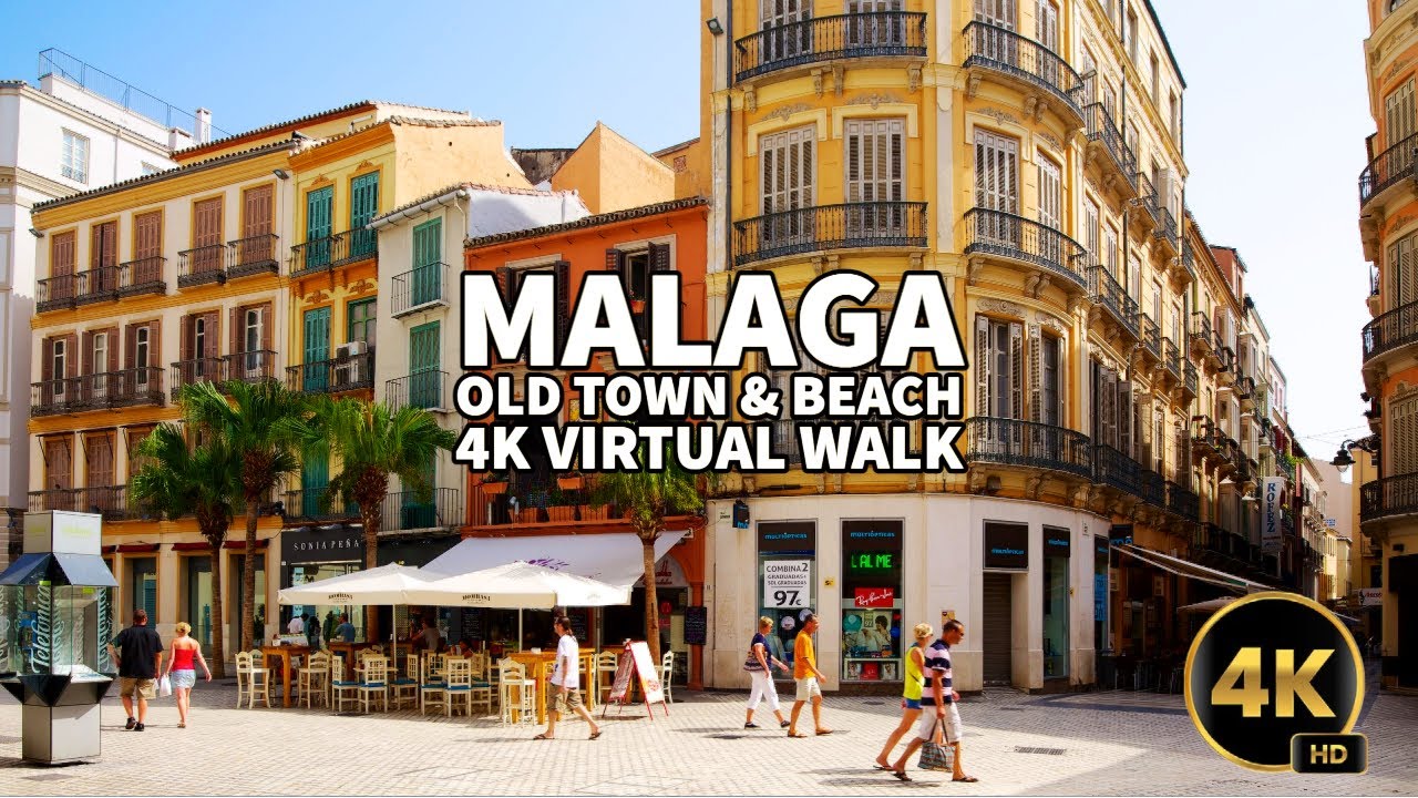 4K Walking tour of Malaga Old Town to Malaga Beach | 2023 4K Virtual Walk