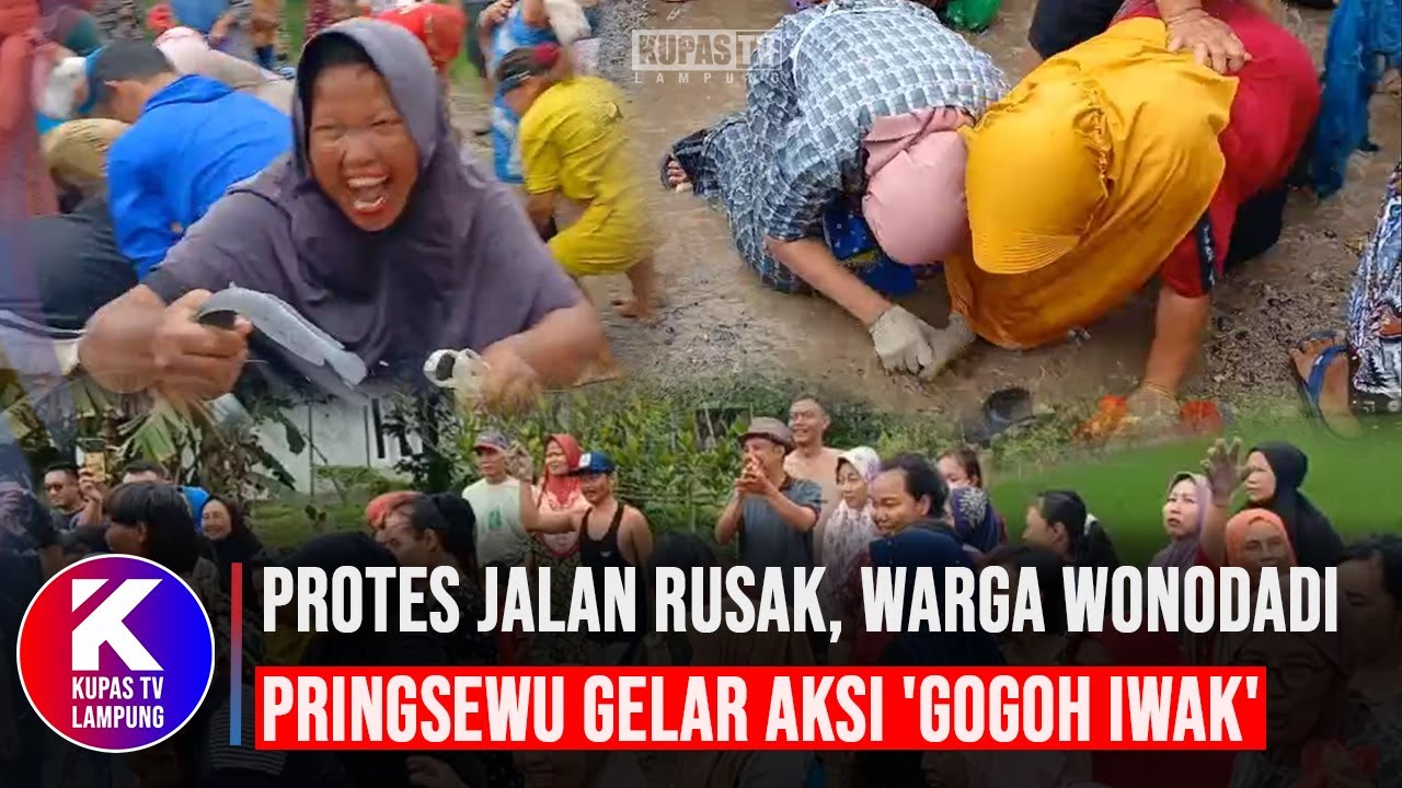 Jalan Rusak Tak Kunjung Diperbaiki, Warga Wonodadi Pringsewu Gelar Aksi Gogoh Iwak