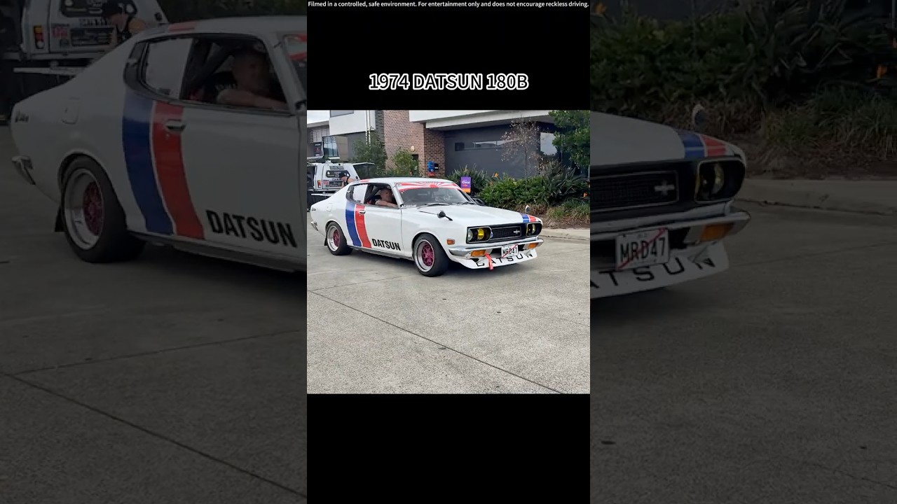 Lancer Evo Wagon, Datsun 180B, Mazda R100 and RX3 leaving JDM cars and coffee #lancer #datsun #rx3