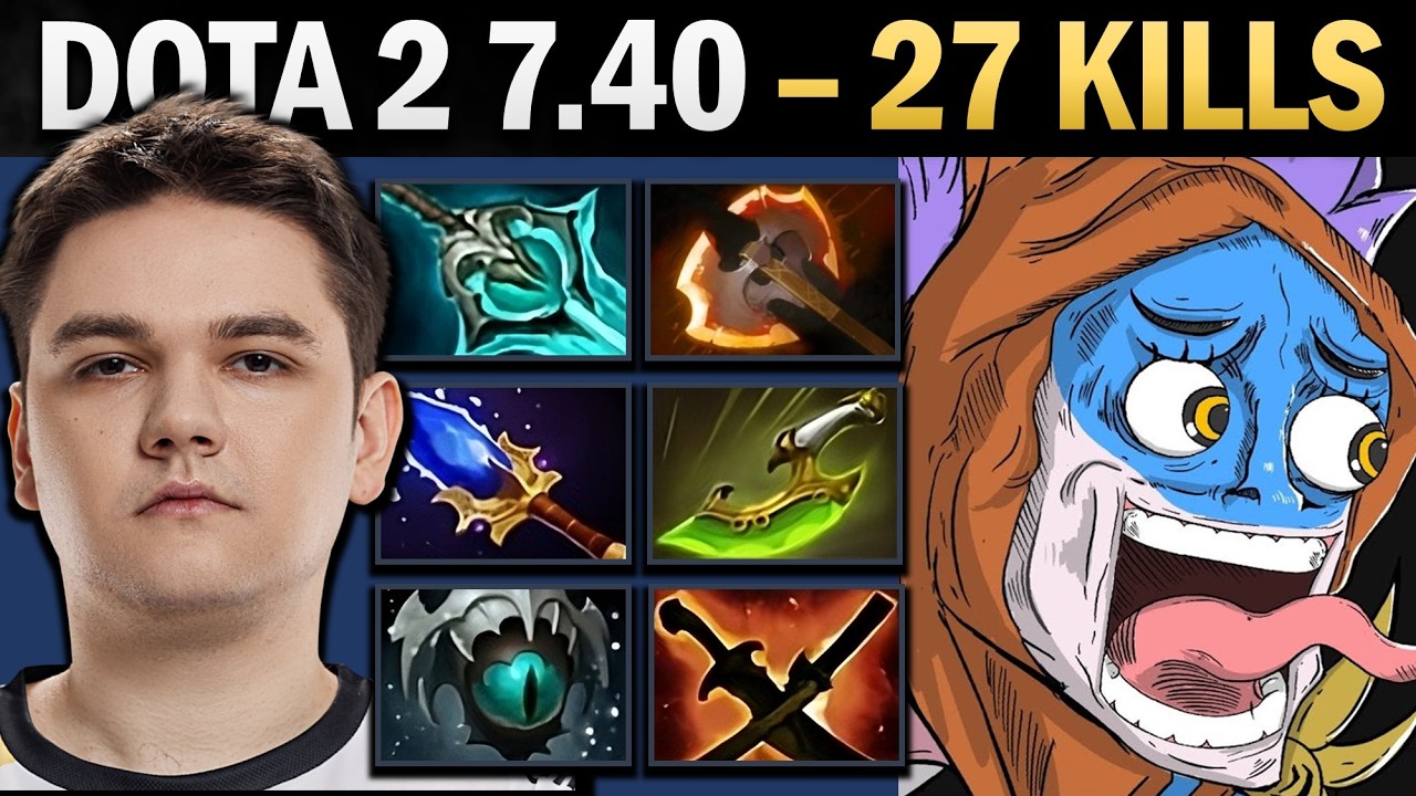Slark Pro Carry with 27 Kills and Battlefury - Dota 7.41