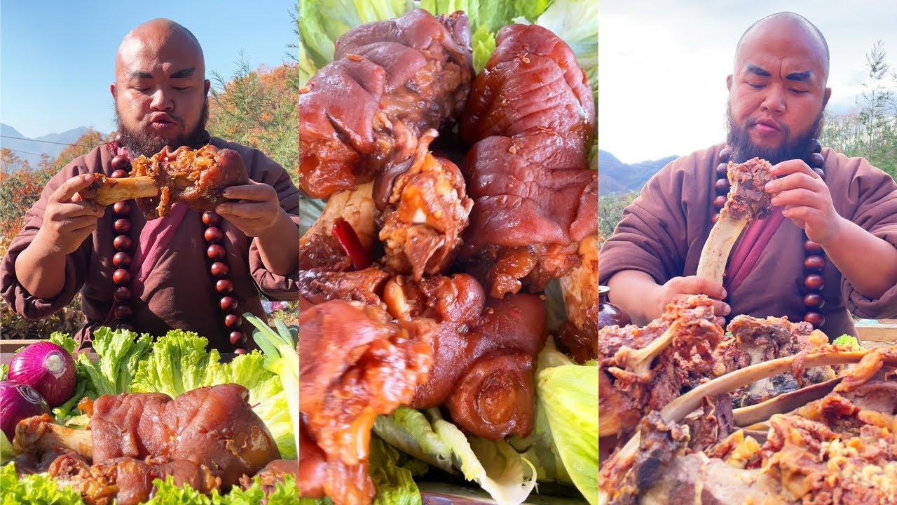 mukbang | 卤羊蹄 | 腌腊肉 | 卤牛蹄 | 中国美食 | 烹饪视频 | 乡村烹饪 | 吃货