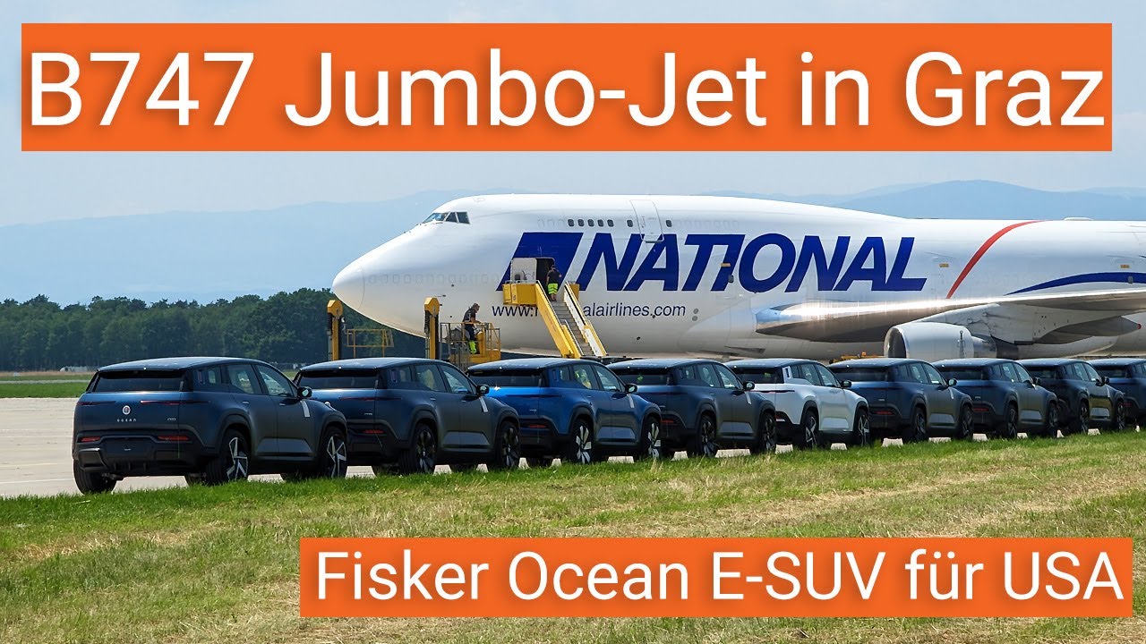 B747 Jumbo-Jet fliegt 14 Fisker Ocean E-SUV von Graz nach LA