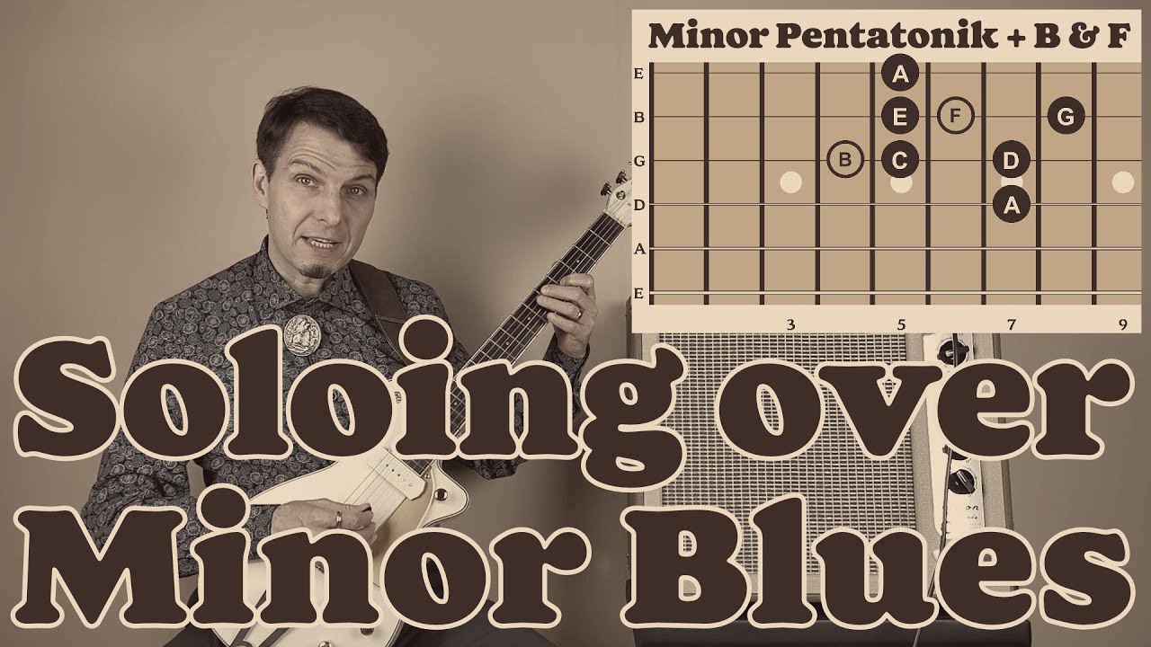 Easy Minor Blues Guitar Tutorial Solo Lesson with Minor Pentatonik & Minor Scale Improvisation