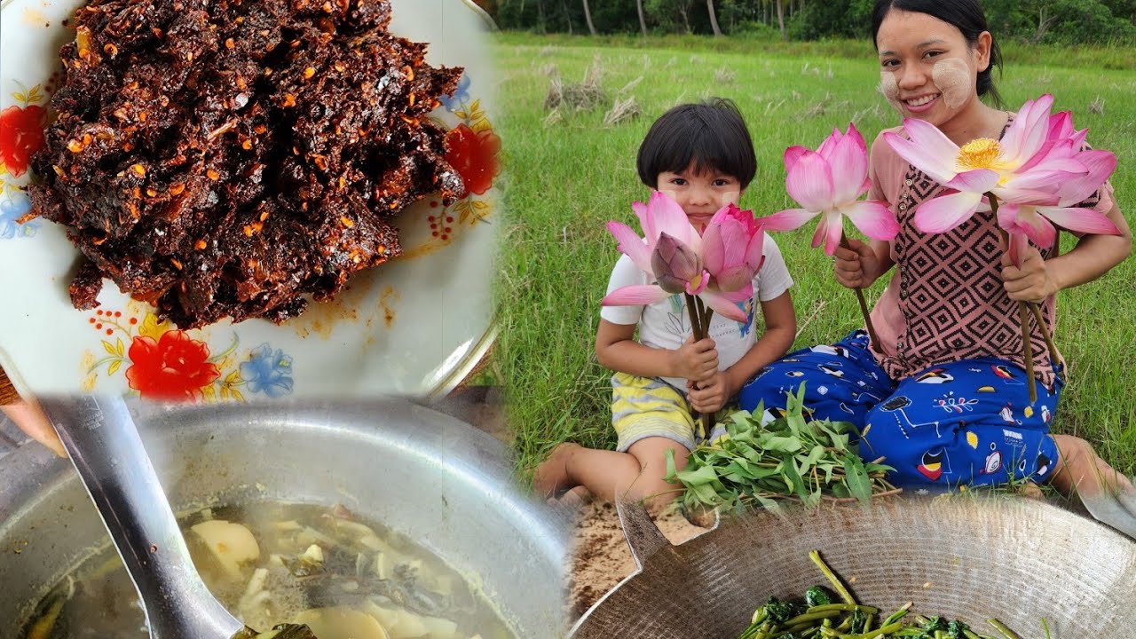 တူမလေးနဲ့တို့စရာခူးပြီး အသားဟင်းမပါလည်းနားမူတို့ထမင်းမြိန်တဲ့နေ့လေး🤗😍