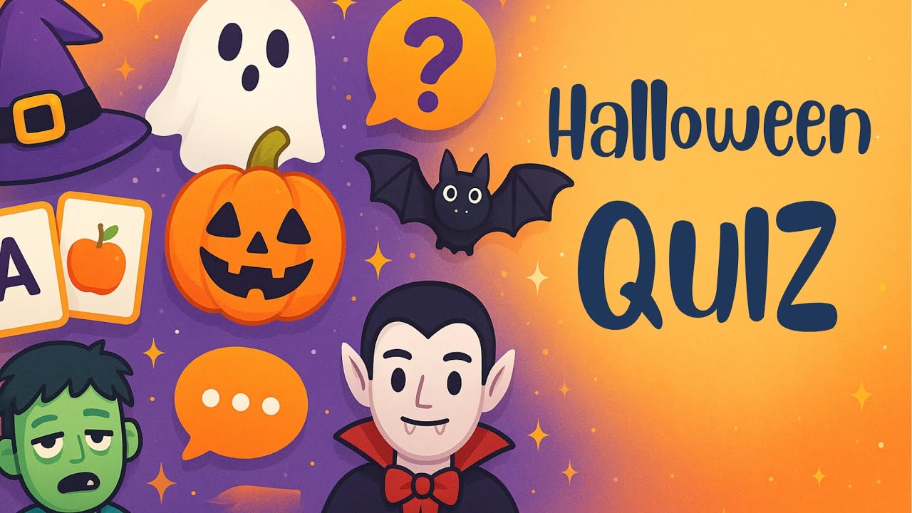 Halloween Vocabulary Quiz for Kids | ESL Speaking Practice | Fun Classroom Slow Reveal Game