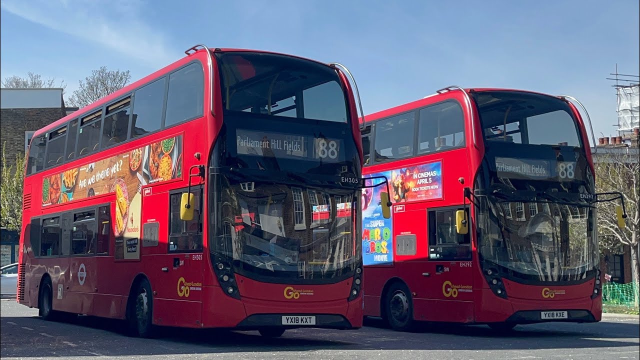 FRV. Go Ahead London Route 88. Clapham Common - Parliament Hill Fields. E40H MMC EH305 (YX18 KPT)