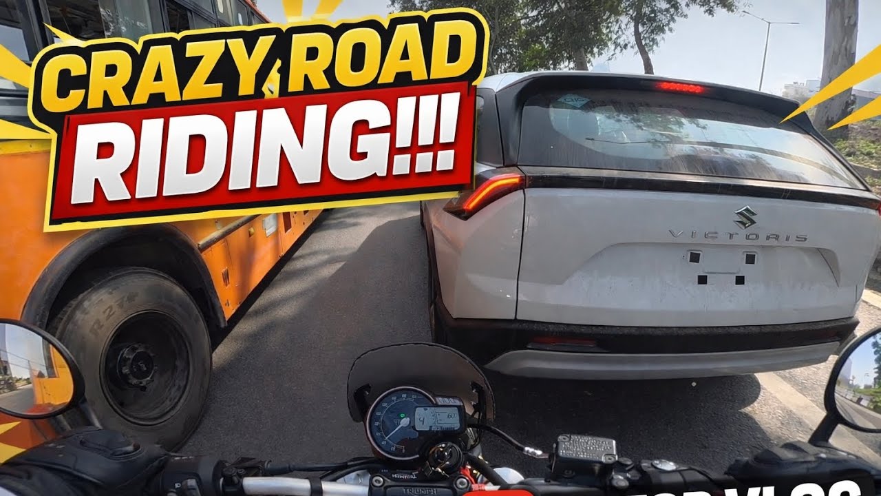 ⚠️ Indian Traffic Me Close Call 😱 Bus Aur Car Ke Beech Dangerous Ride | Motor Vlog