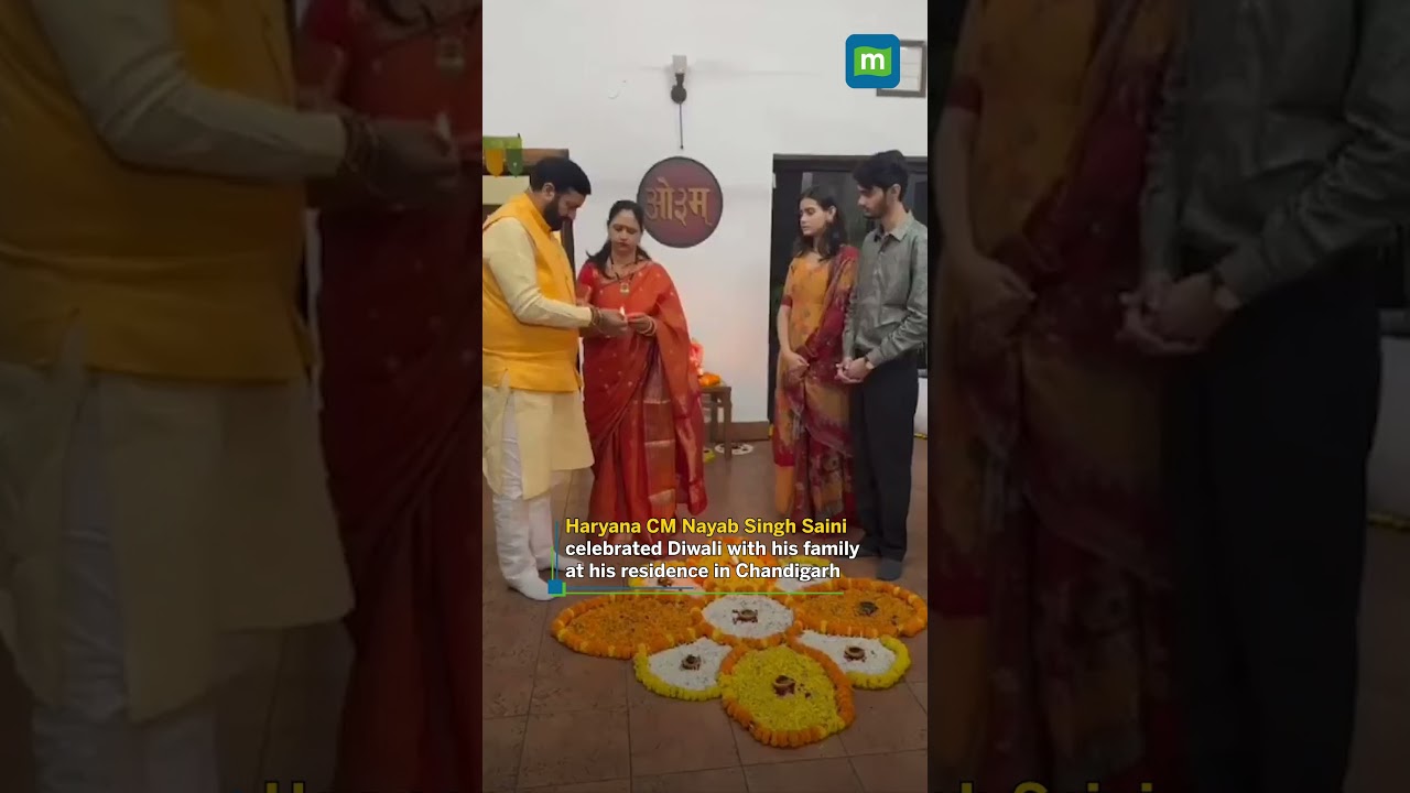 Haryana CM Nayab Singh Saini celebrated Diwali with his family at his residence in Chandigarh