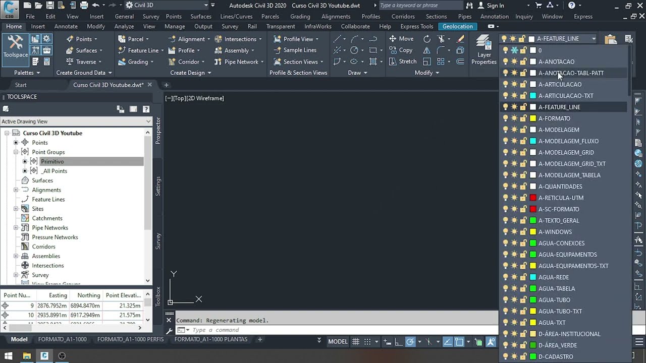 2.3.2 Carregando uma nuvem de Pontos no Civil 3D