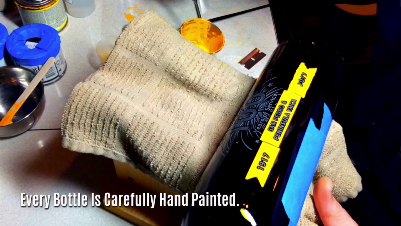 Process of Sand Carving and Hand Painting Bottle