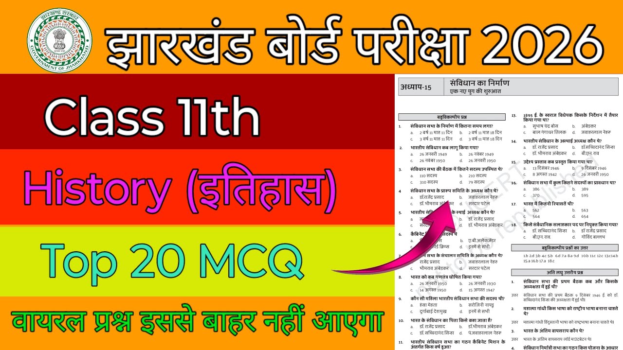Class 11th History Top 20 MCQ | वायरल प्रश्न इससे बहार नहीं आएगा | Jac Board Exam 2026