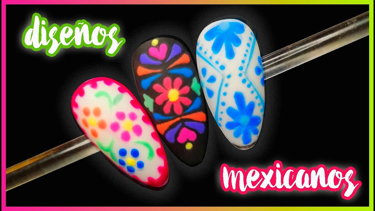 3 Diseños de Uñas Mexicanas / Cómo Hacer Diseños Mexicanos en Uñas