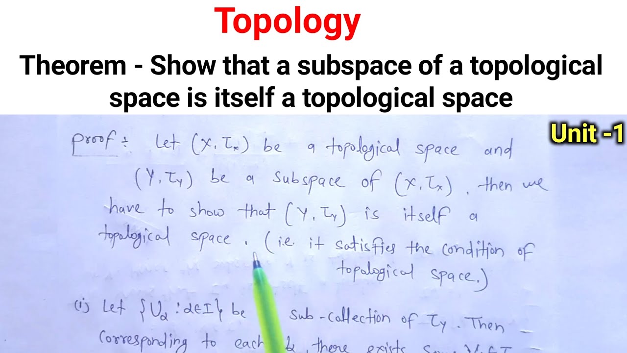 Show that a subspace of a topological space is itself a topological space | Topology unit -1 