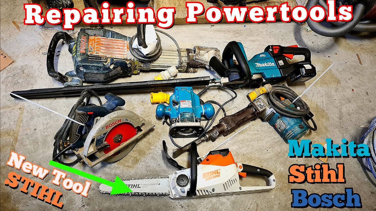 Repairing some old and new power tools from old Makita to new Stihl cordless chainsaw.