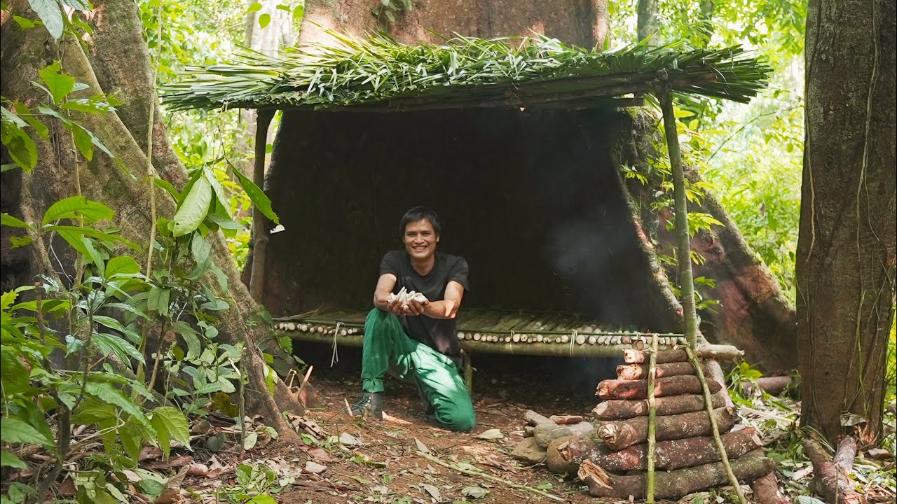Survival Challenges: 🪓🏹🔥Sheltering Smart - Why Big Tree Bases Are Ideal for Survival Challenges