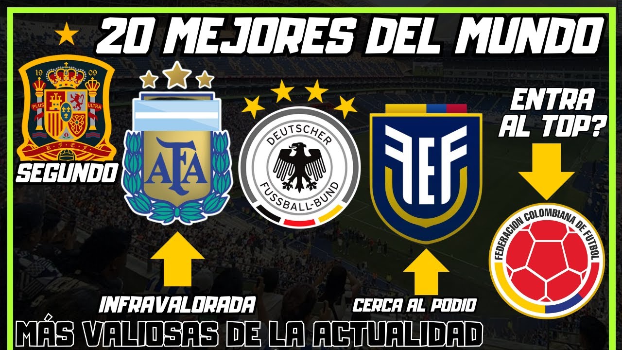 TOP 20 SELECCIONES M&Aacute;S VALIOSAS DE TODO EL MUNDO &iquest;Cu&aacute;ntos sudamericanos aparecen?