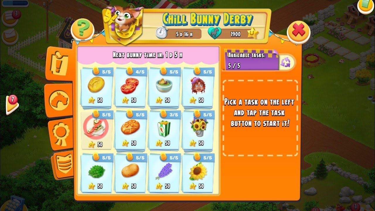 Hay Day Chill Bunny Derby Tasks: Day 1 | Level 74 💜