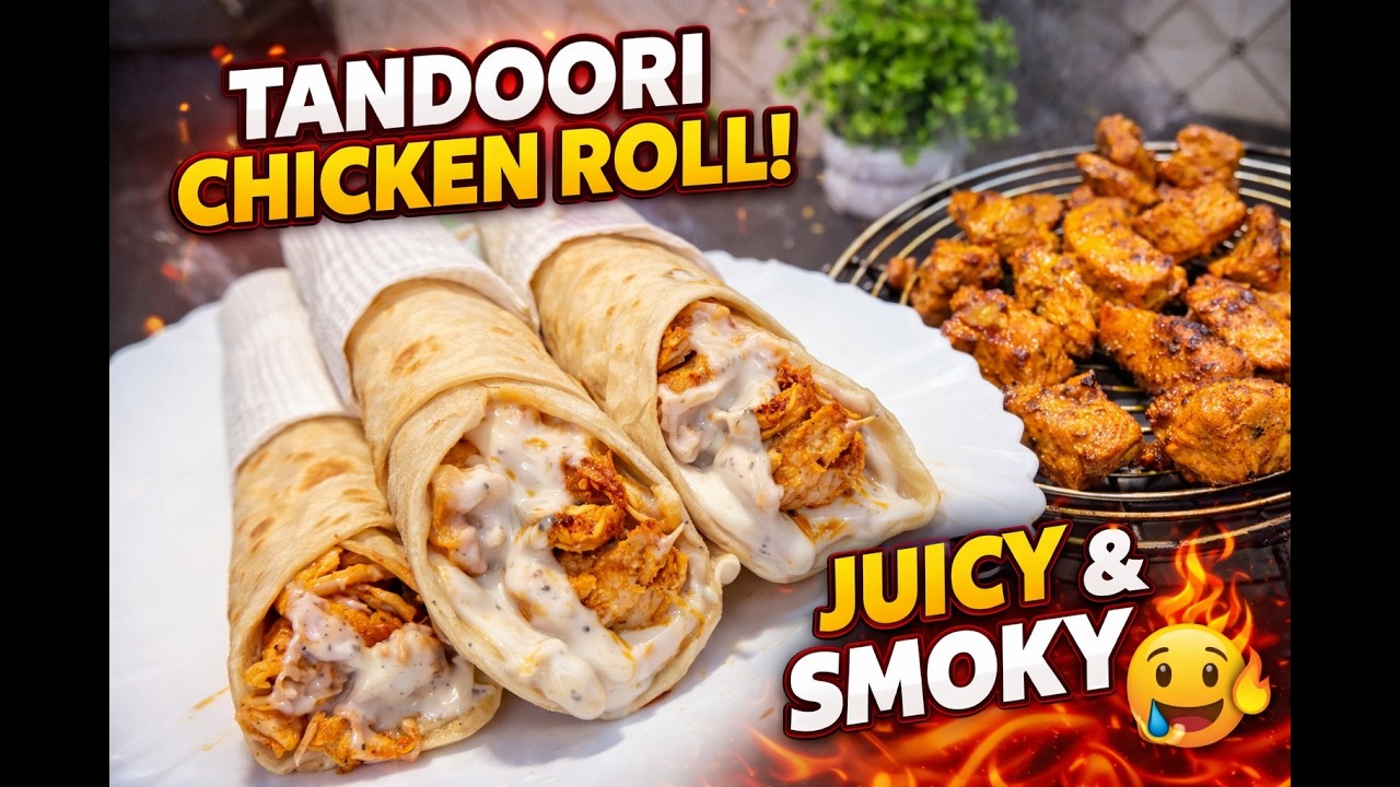 Tandoori Chicken Roll 🤤🔥 Ghar Pe Banao Street Style | Juicy, Smoky & Easy Recipe