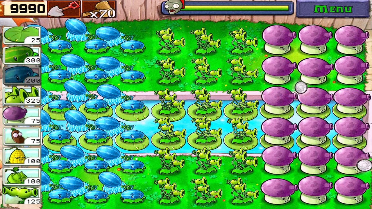 Plants vs Zombies • Winter Melon, Three Pea, Fume shroom vs Zombies • Full Walkthrough HD [ 1080p ]