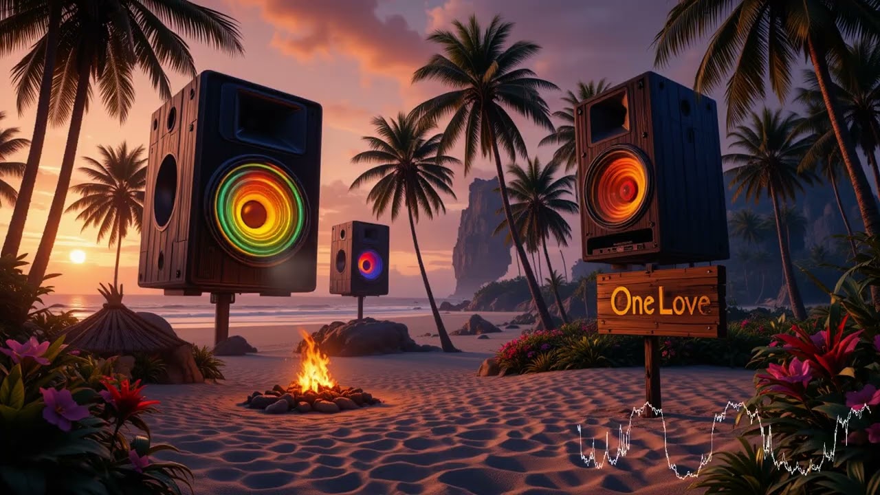 Sunset Bass & Campfire Vibes 🌅🔥 Reggae Beach Party Mix | Tropical Soundwaves & Firelight Grooves