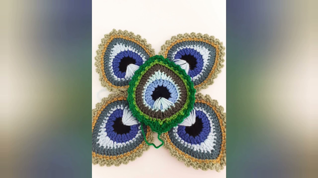 Tuto plume de paon au crochet, plaid, couverture, déco pour sac ou attrape- rêve, applique