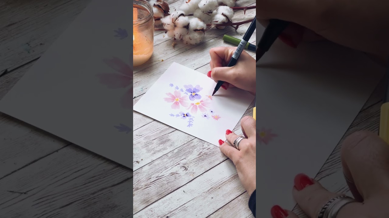 Tutorial flores con rotulador Tombow #tutorialdeflores #tombow #brushpen #floresconrotulador