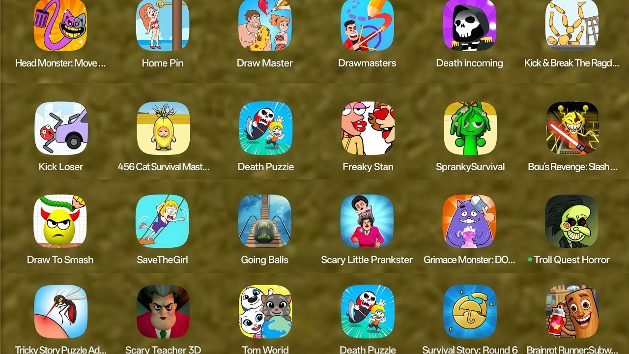 Minecraft,Scary Teacher 3d,Bowmaster,Freaky Stan,Draw To Smash,Dop 5,Grimace Monster Scary Survival