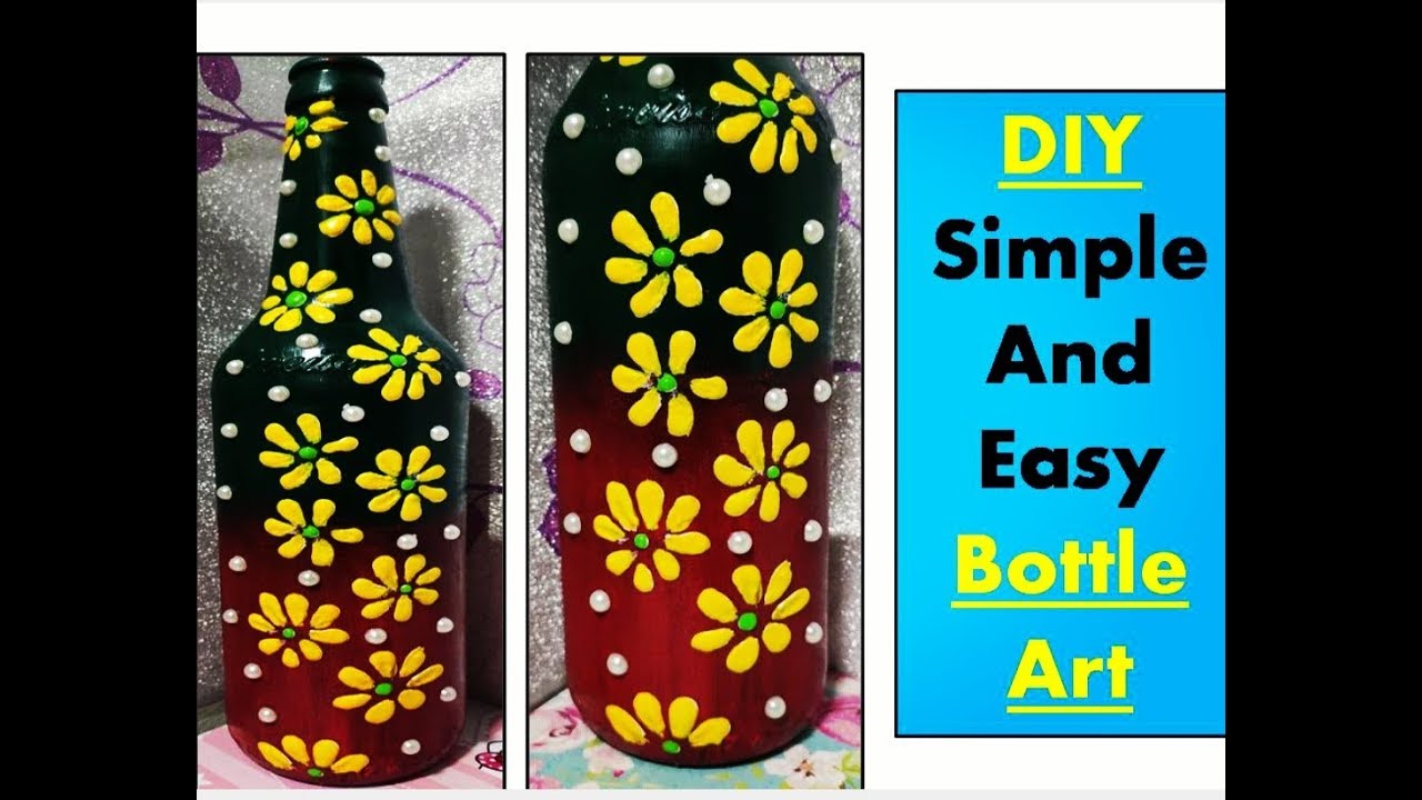 Bottle art using cement \ simple yet beautiful bottle painting \ best out of waste