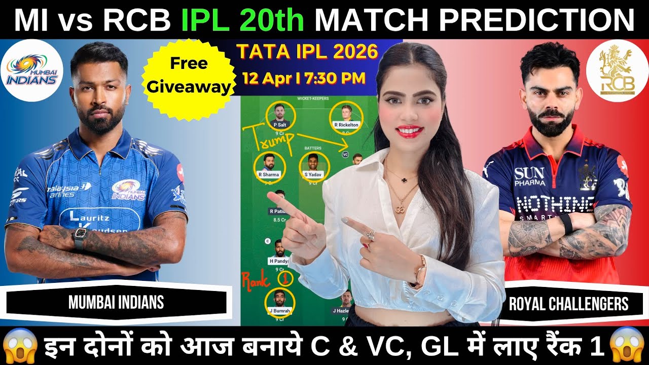 MI vs RCB Today Match Prediction | Mumbai Indians vs Royal Challengers Bengaluru | IPL 2026 Match 20